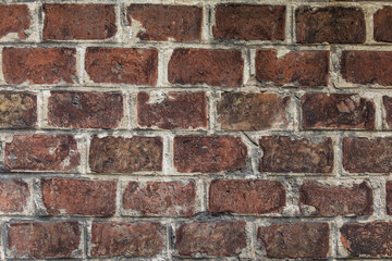 Empty old rough brick wall textured surface background with copy space
