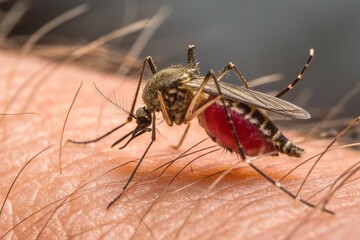 mosquito sucking blood extreme macro