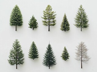 Fototapeta premium Collection of Various Tree Types Representing Different Seasons