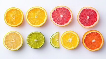 Refreshing loop of sliced citrus, beautifully presented in a circle, perfectly isolated on a pure white background.