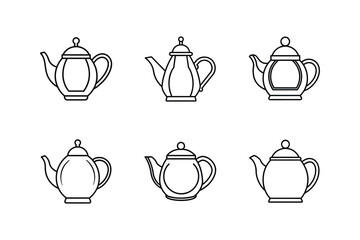 teapot icon line art vector illustration
