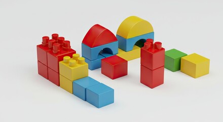 Obraz premium Colorful Plastic Building Blocks for Kids’ Educational Play and Creativity