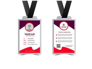 ID Card Template Design Pink And Purple Corporate modern professional ID card Creative Vector Illustration