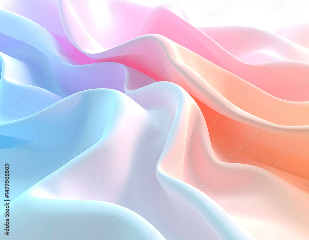 Poster soft, flowing abstract fabric in pastel colors creating a serene and calming visual effect with gent