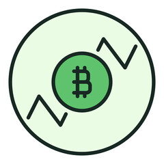 Obraz premium Bitcoin Long Trading vector circle shaped colored icon or symbol