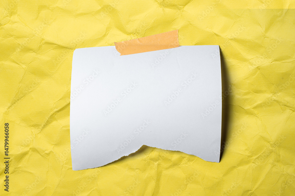 Poster top view of a note paper on a colored background. blank paper or sheet. mockup or copy space for you