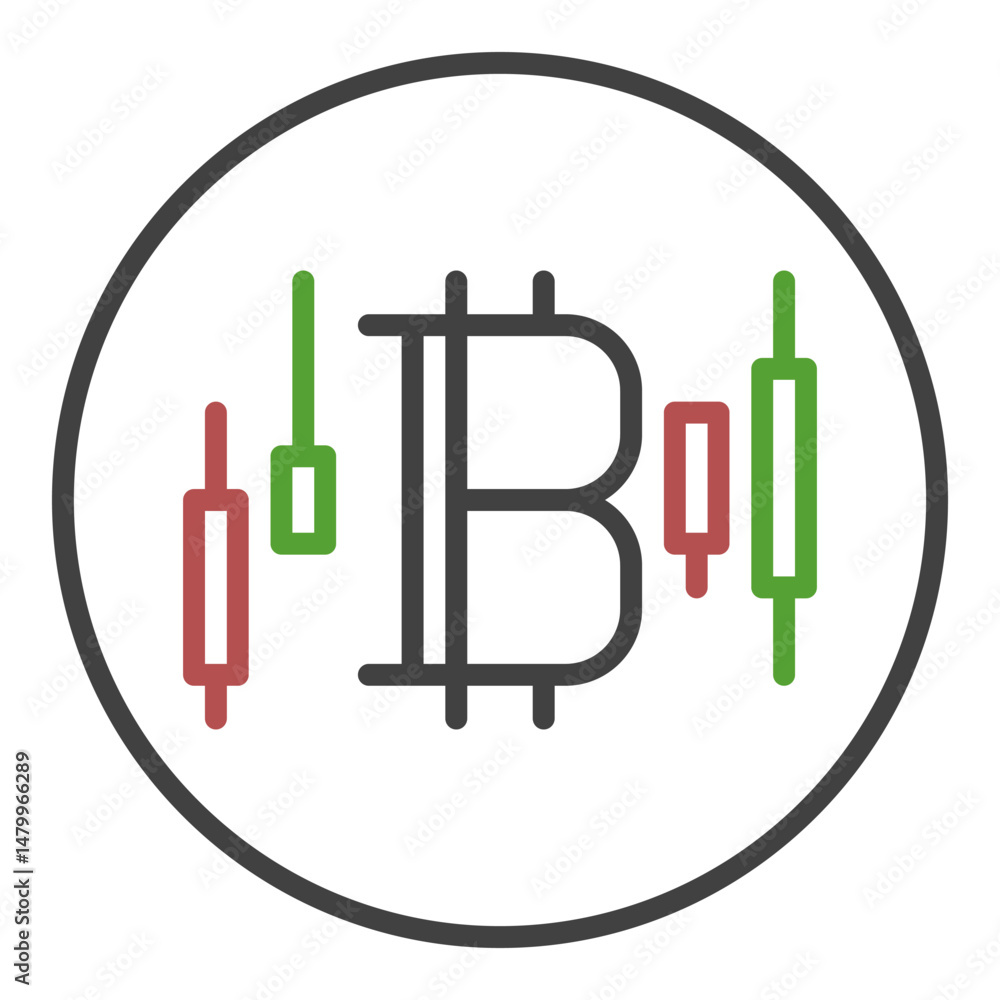 Poster bitcoin trading vector linear round icon or symbol