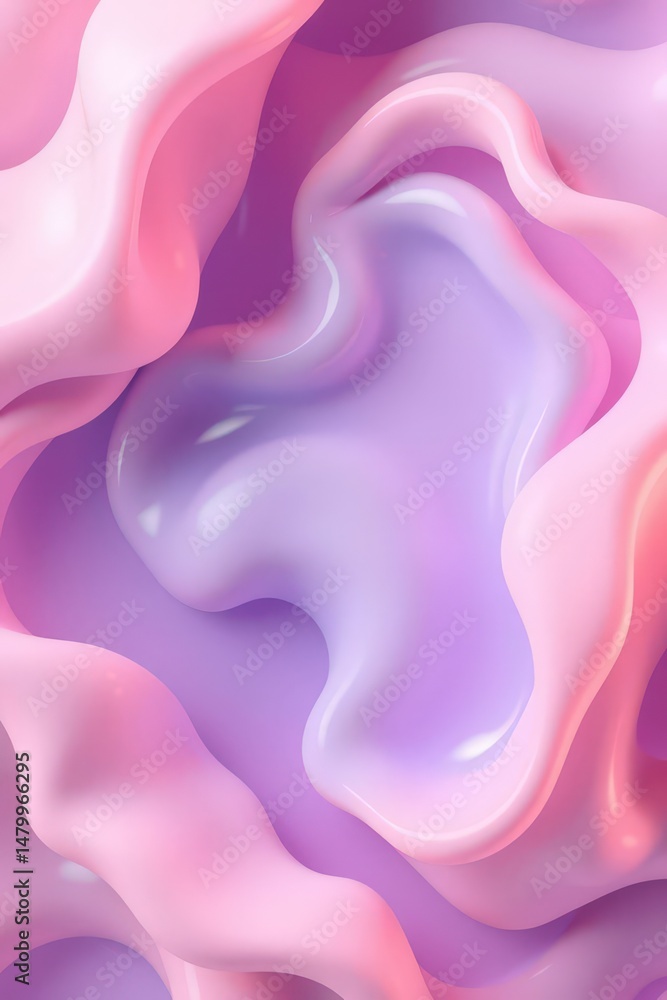 Poster abstract swirls of soft pink and purple fluid textures creating a dreamlike atmosphere in a modern a