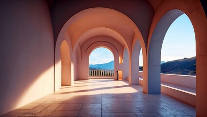 Fototapeta premium Minimalist architecture highlighted by vibrant sunlight