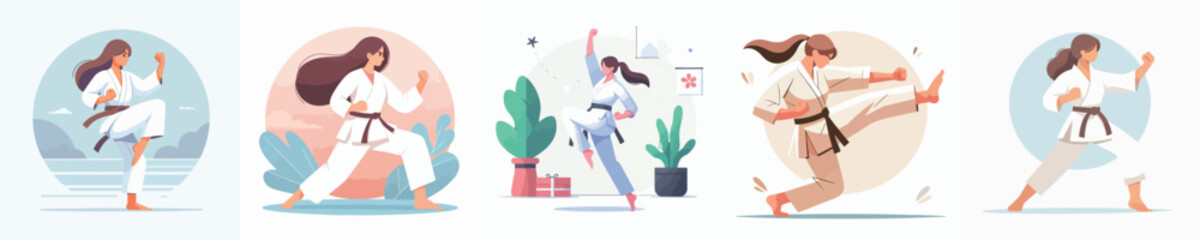 karate woman character vector