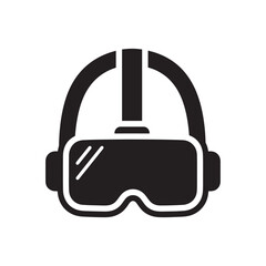 Virtual Reality Headset Icon silhouette Black and White Vector