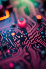 Intricate patterns and vibrant colors emerge from a close-up view of a circuit board revealing the beauty of technology in abstract form