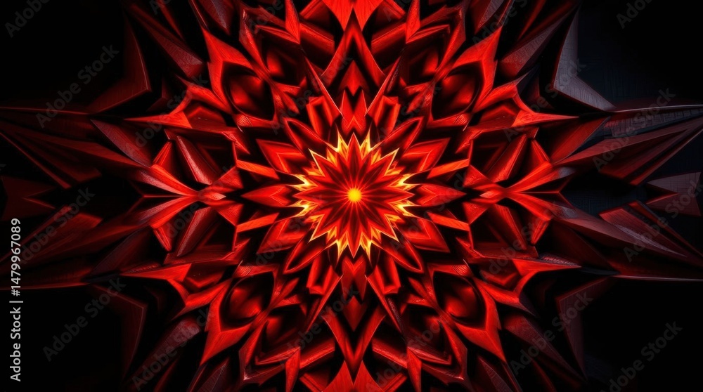 Poster intricate red geometric design captivates viewers with its vibrant energy and mesmerizing symmetry i