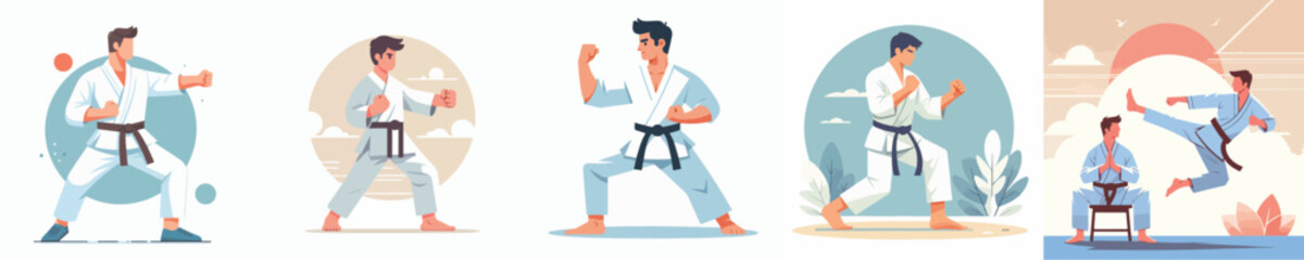 male character vector doing karate