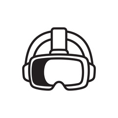 Virtual Reality Headset Icon silhouette Black and White Vector