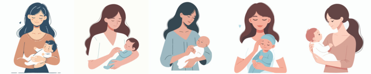 Obraz premium vector character woman carrying baby