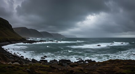 Obraz premium An aerial view shows a large ocean wave crashing on the shore 