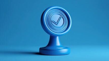 3D Render of Blue Checkmark Icon on Stand: Success, Approval, Confirmation