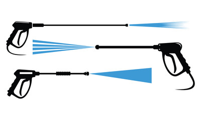 Pressure washing gun logo design icon set vector template