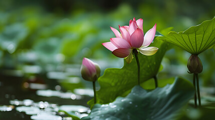 Fototapeta premium budding lotus painting illustration abstract background decorative painting