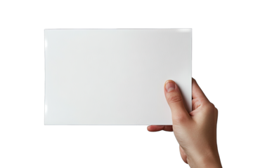 A Hand Holding A Blank White Card Isolated On A Transparent Background Showcasing Your Design Logo Or Message