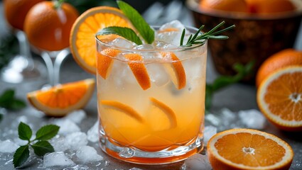 Fototapeta premium Refreshing orange cocktail garnished for enjoyment