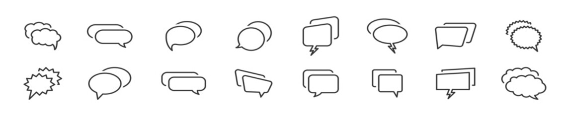 Line speech bubble collection. Speech bubble with halftone. Set of speech bubbles. Vector illustration