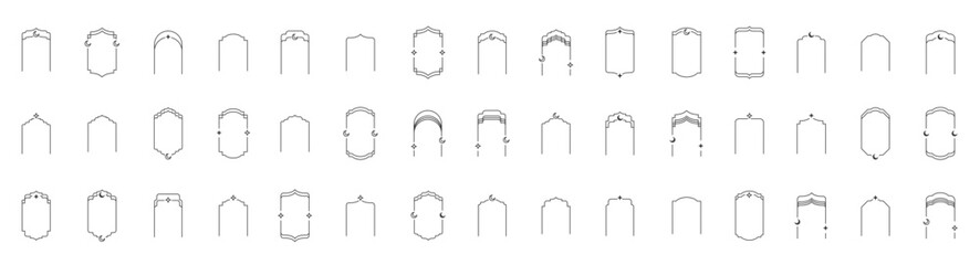 Muslim frames. Ramadan arabian boho arches. Islamic arches. Vector illustration
