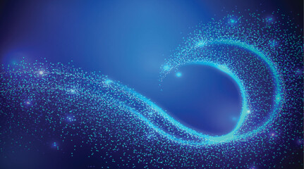 Particles glow in background.