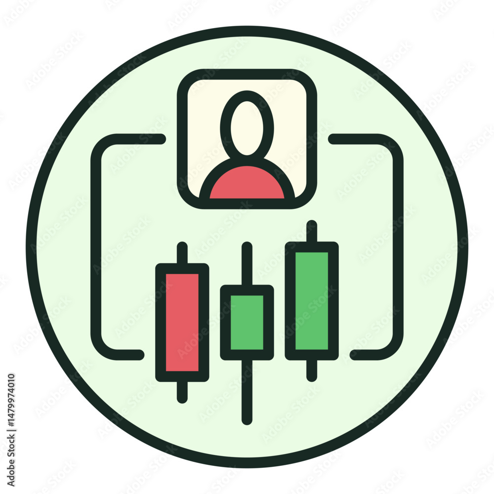 Poster online trading vector crypto trader round colored icon or sign