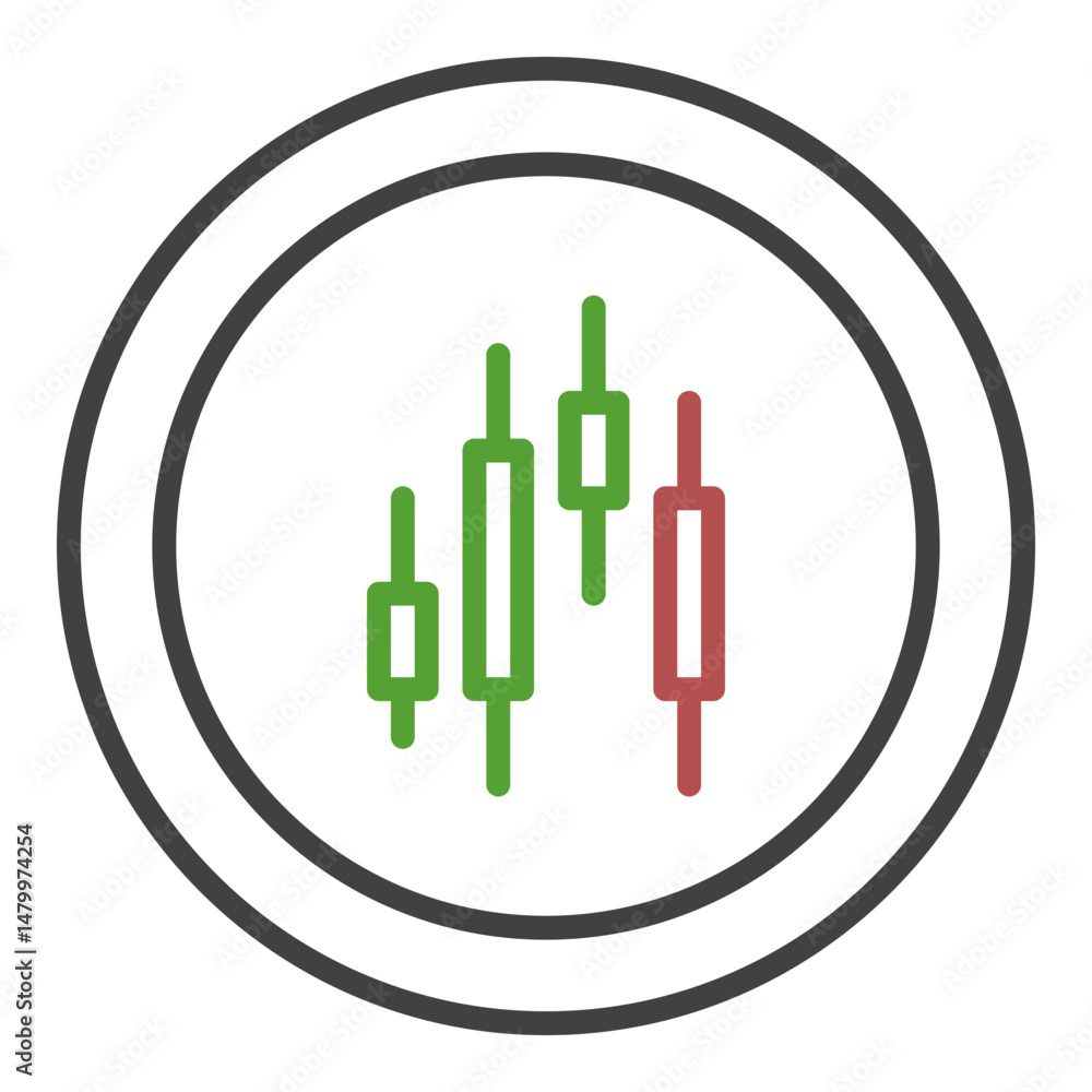 Aufkleber crypto trading vector candlestick chart linear round icon or symbol