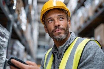 A warehouse supervisor inspects inventory using a scanning device, highlighting the integration of technology in modern supply chain operations for efficiency and accuracy.