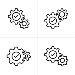 Gears with Checkmark Process Optimization icon set