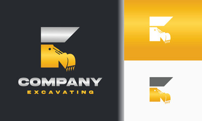 letter f and excavator logo