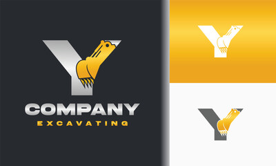 letter y and excavator logo