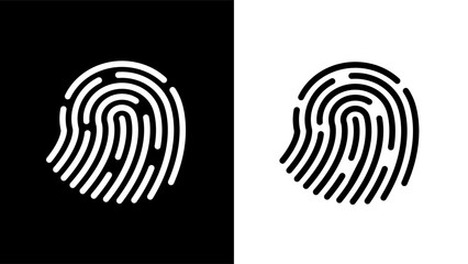 Simple fingerprint icon design in black and white color background, perfect for digital security and identity themes