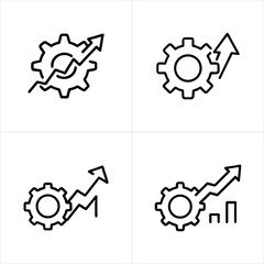 Gear with Upward Arrow Efficiency & Growth icon set