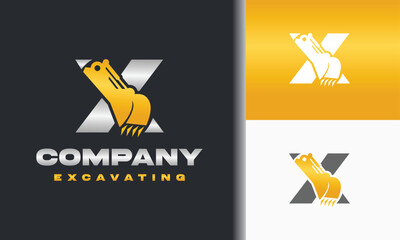 letter x and excavator logo