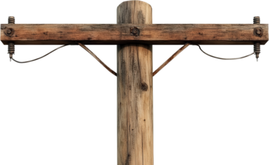 Old Wooden Utility Pole Close-up
