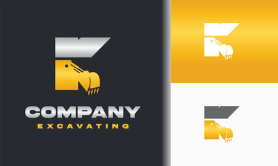 letter k and excavator logo