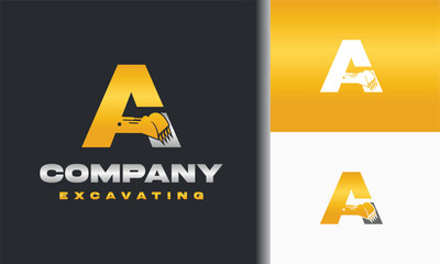 letter a and excavator logo