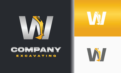 letter w and excavator logo