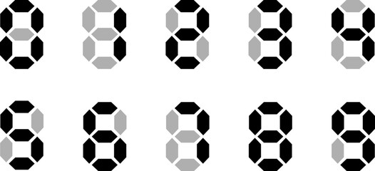 Digital LED Style Numbers Set – Seven Segment Display Font Design