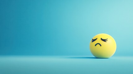 A solitary, sad-faced yellow emoticon sits on a light-blue background