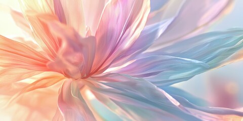 Digital pastel petals unfold like translucent origami in air.