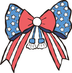 America flag Bow PNG, Trendy Shirt Design, Coquette Design Pattern, Independence Day bow.