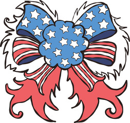 America flag Bow PNG, Trendy Shirt Design, Coquette Design Pattern, Independence Day bow.