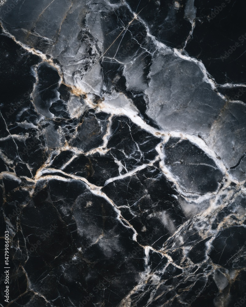 Poster dark marble texture close up showing veins and patterns in stone surface abstract background top dow