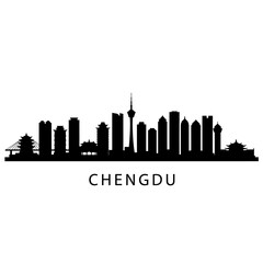 Fototapeta premium Chengdu Skyline Silhouette with China, and Cityscape.