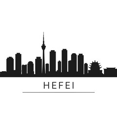Fototapeta premium Hefei China Skyline Black Silhouette.